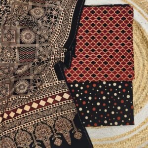 Pure Cotton Ajrakh Screen Print 3-Piece Suit 04