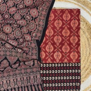 Pure Cotton Ajrakh Screen Print 3-Piece Suit 02