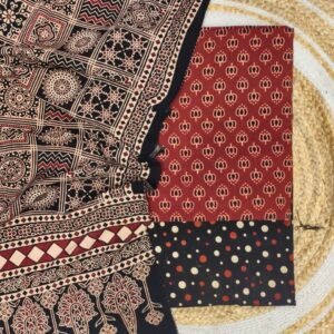 Pure Cotton Ajrakh Screen Print 3-Piece Suit 15