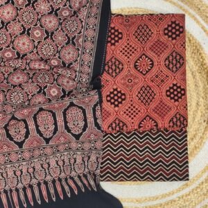 Pure Cotton Ajrakh Screen Print 3-Piece Suit 14