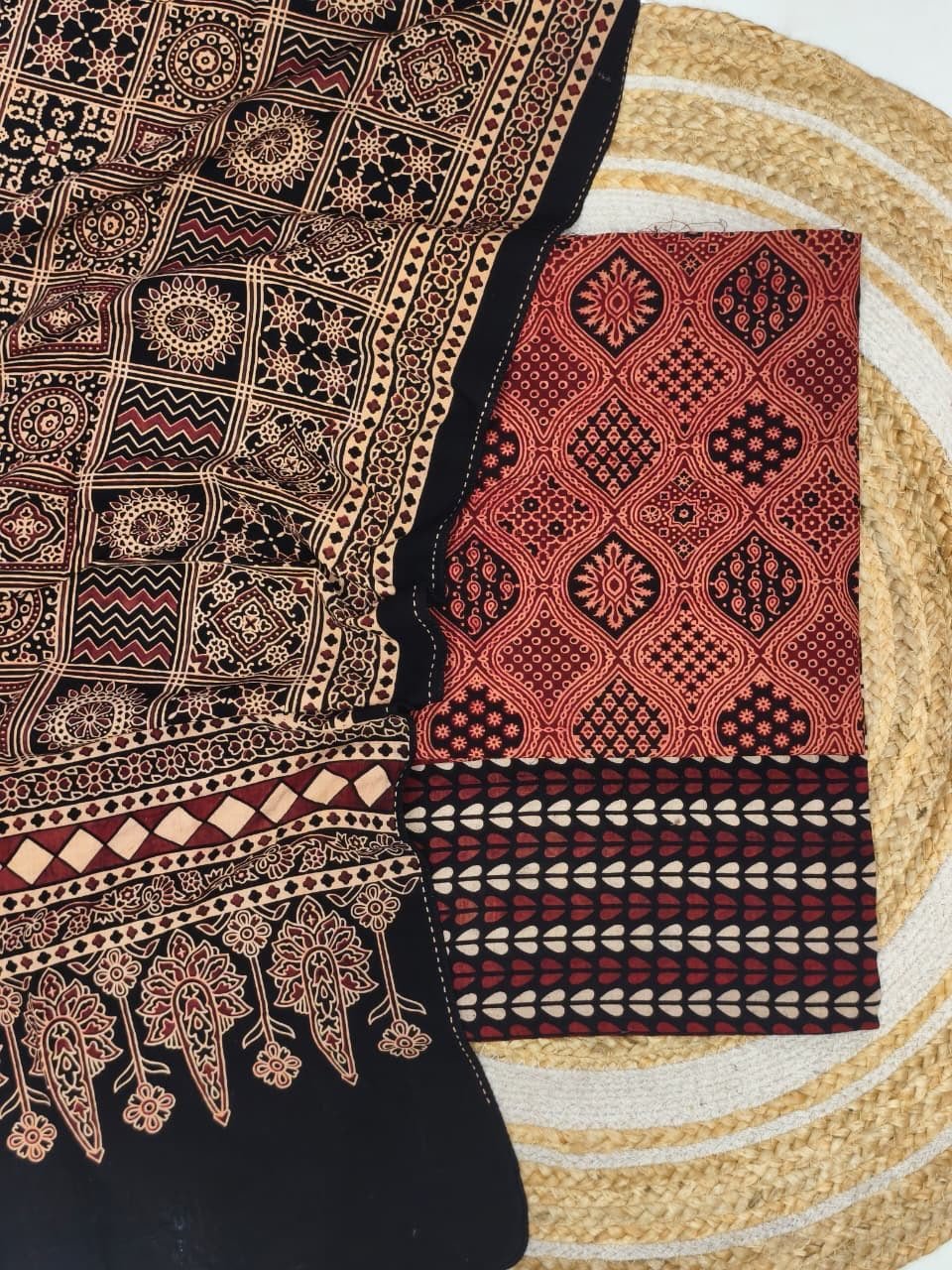 Pure Cotton Ajrakh Screen Print 3-Piece Suit 03