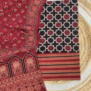 Pure Cotton Ajrakh Screen Print 3-Piece Suit 13