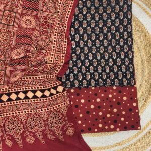 Pure Cotton Ajrakh Screen Print 3-Piece Suit 09