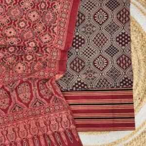 Pure Cotton Ajrakh Screen Print 3-Piece Suit 12