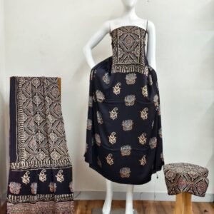 Pure Modal Silk Ajrakh Natural Dye 3-Piece Suit 21