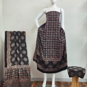 Pure Modal Silk Ajrakh Natural Dye 3-Piece Suit 20