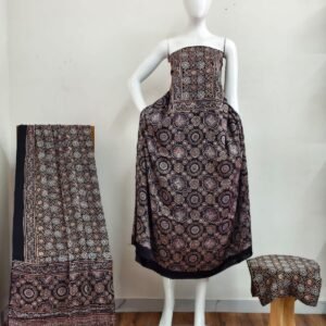 Pure Modal Silk Ajrakh Natural Dye 3-Piece Suit 23
