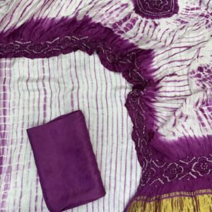 Modal Silk Tie & Dye Bandhani 3 Piece Suit - 03
