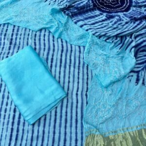 Modal Silk Tie & Dye Bandhani 3 Piece Suit - 17