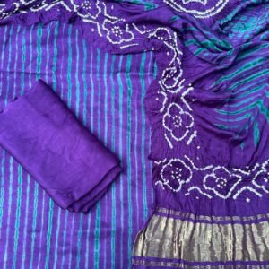 Modal Silk Tie & Dye Bandhani 3 Piece Suit - 15