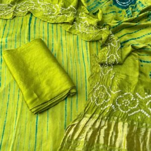 Modal Silk Tie & Dye Bandhani 3 Piece Suit - 14
