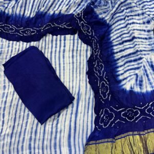 Modal Silk Tie & Dye Bandhani 3 Piece Suit - 12