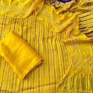Modal Silk Tie & Dye Bandhani 3 Piece Suit - 16