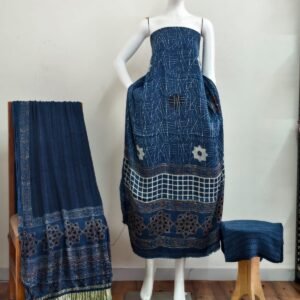Pure Modal Silk Ajrakh Natural Dye 3-Piece Suit 13