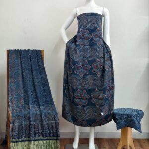 Pure Modal Silk Ajrakh Natural Dye 3-Piece Suit 16