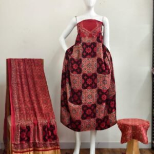 Pure Modal Silk Ajrakh Natural Dye 3-Piece Suit 06