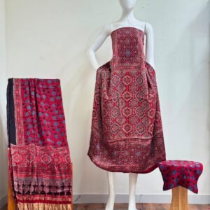 Pure Modal Silk Ajrakh Natural Dye 3-Piece Suit 14