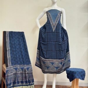 Pure Modal Silk Ajrakh Natural Dye 3-Piece Suit 12