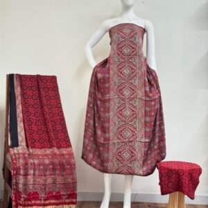 Pure Modal Silk Ajrakh Natural Dye 3-Piece Suit 04