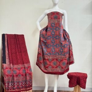 Pure Modal Silk Ajrakh Natural Dye 3-Piece Suit 11