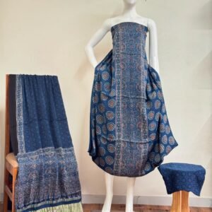 Pure Modal Silk Ajrakh Natural Dye 3-Piece Suit 07