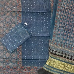 Pure Modal Silk Ajrakh Natural Dye 3-Piece Suit 15