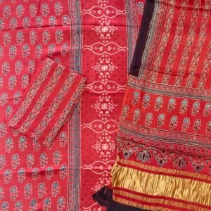 Pure Modal Silk Ajrakh Natural Dye 3-Piece Suit 10