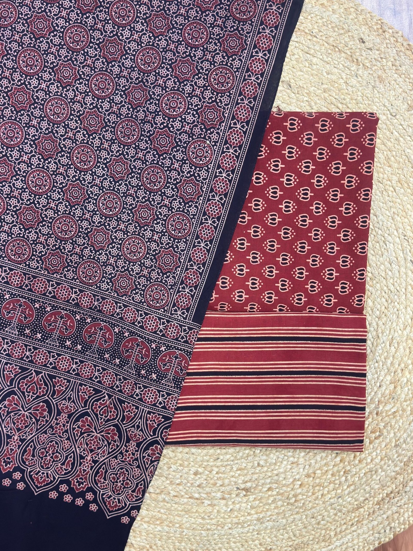 Pure Cotton Ajrakh Screen Print 3-Piece Suit 21